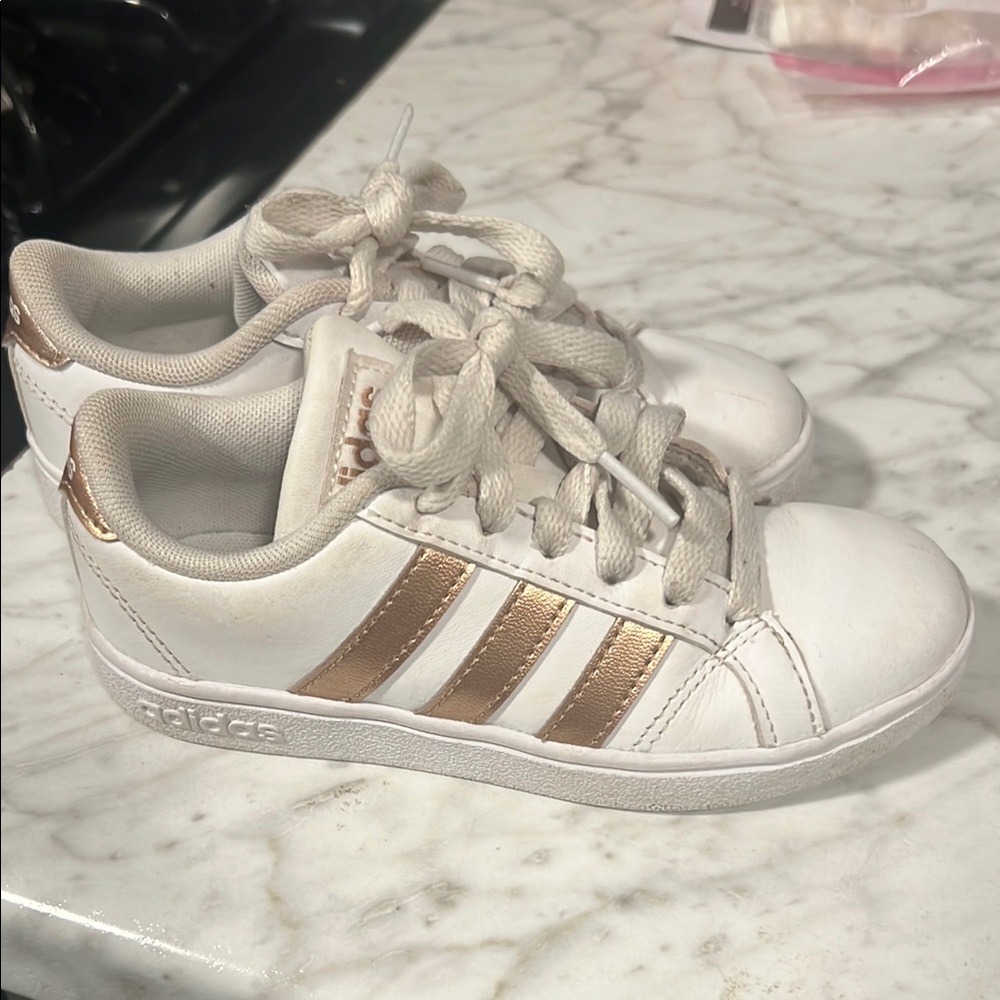 Adidas Rose Gold White Sneakers Classic Design